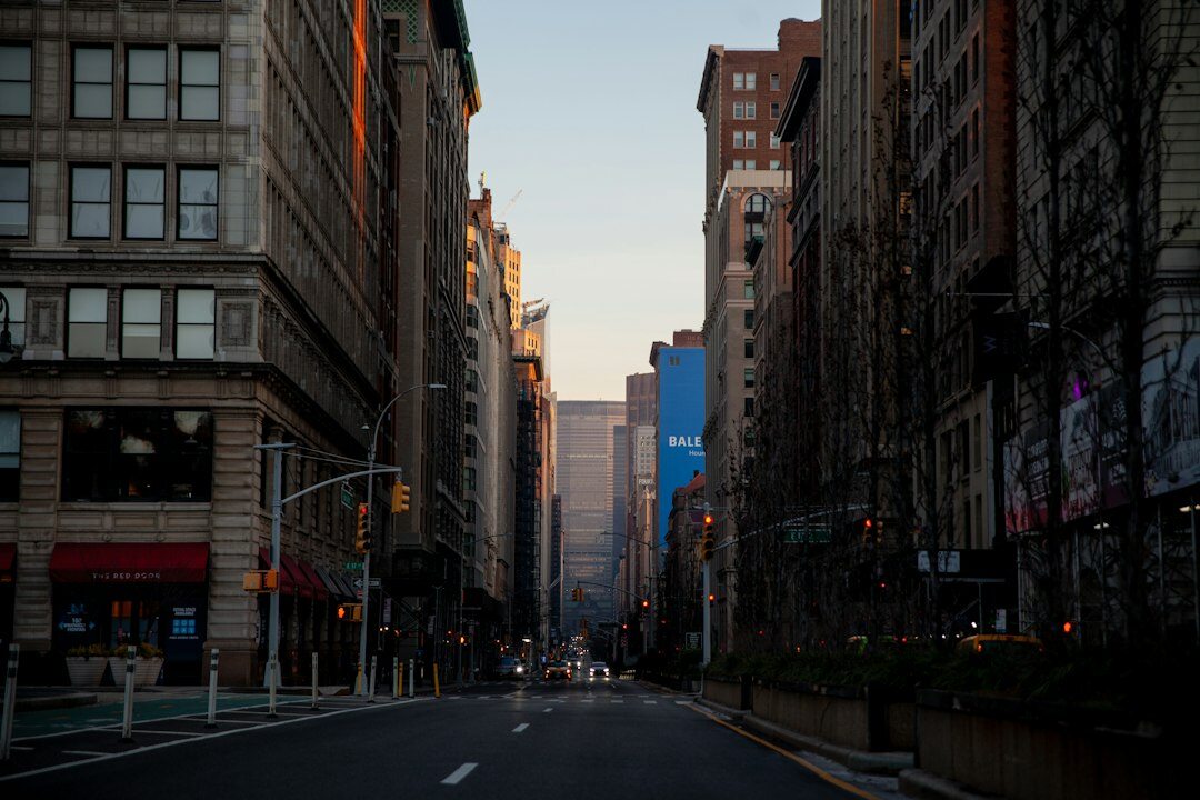 city street at dusk