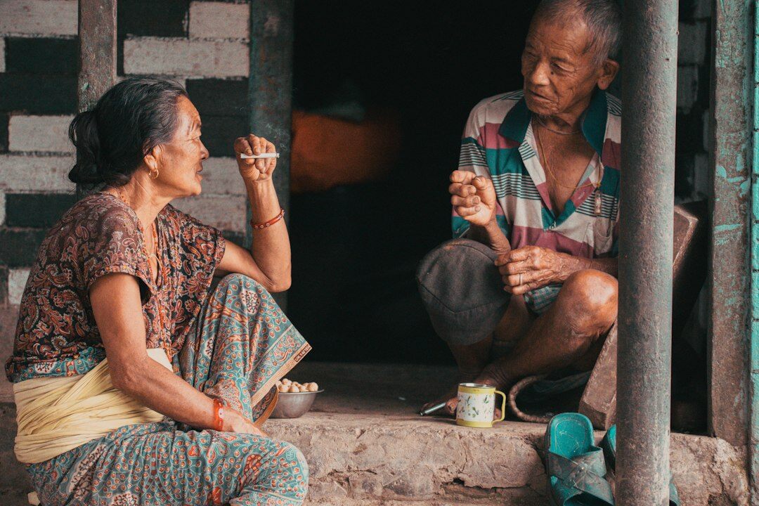elderly woman sharing story