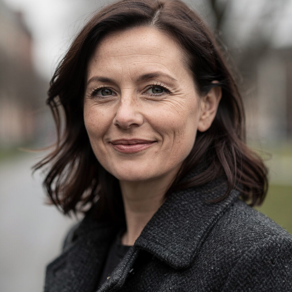 Portrait of a Danish woman in her 40s outdoors