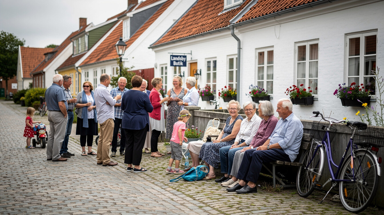 community gathering in danish village